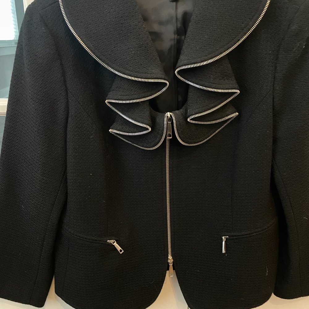 Lafayette 148 Black Wool Jacket with Zipper detail size 12